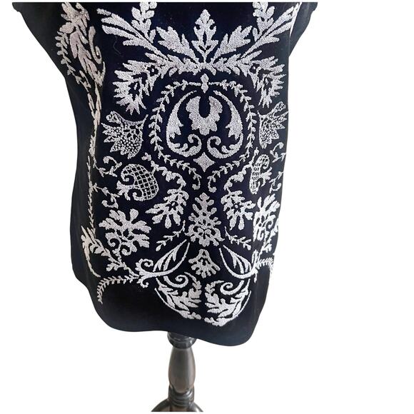 Dressbarn Velvet Beaded Floral Design Sleeveless Tank Large Whimsigoth - Picture 3 of 14